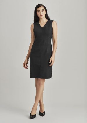 Comfort Wool Stretch Womens Sleeveless V Neck Dress