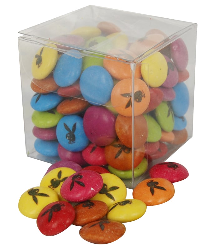 100 GRAMS CLEAR BOX CUSTOM PRINTED SMARTIES [TM] / CHOCOLATE BEANS ...